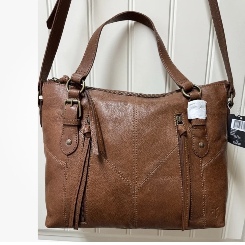 NWT $358 Frye Leather Ari Satchel Handbag Cognac Brown